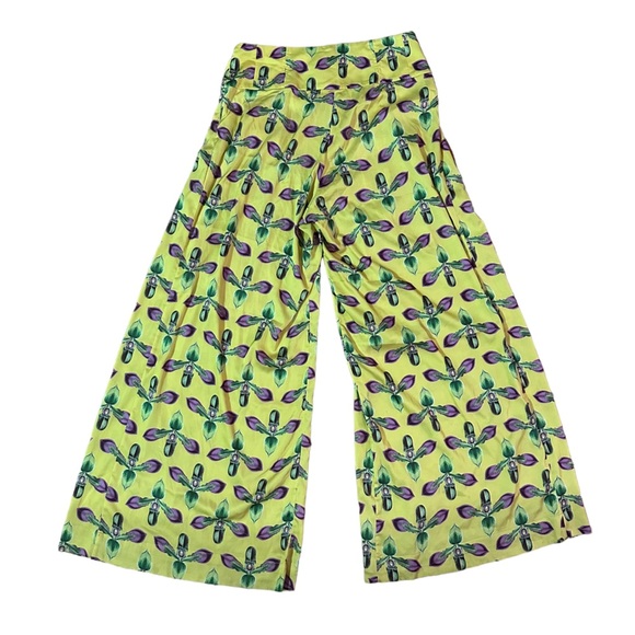 PatBO Pleated Floral-print Satin Wide-leg Pants Size 8 - Picture 4 of 4